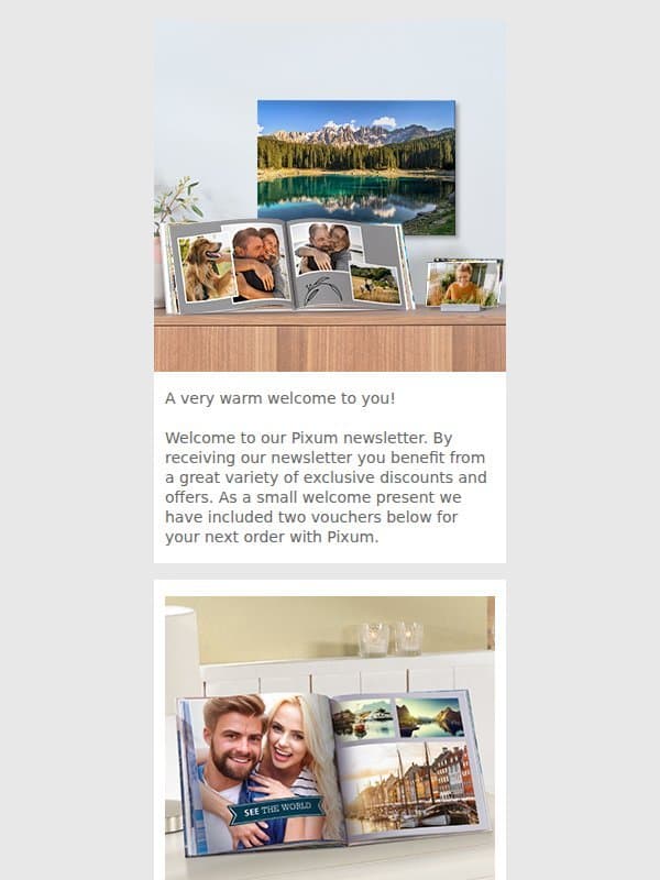 Welcome to the Pixum Newsletter | Enjoy your Β£8 Welcome Voucher email from Pixum