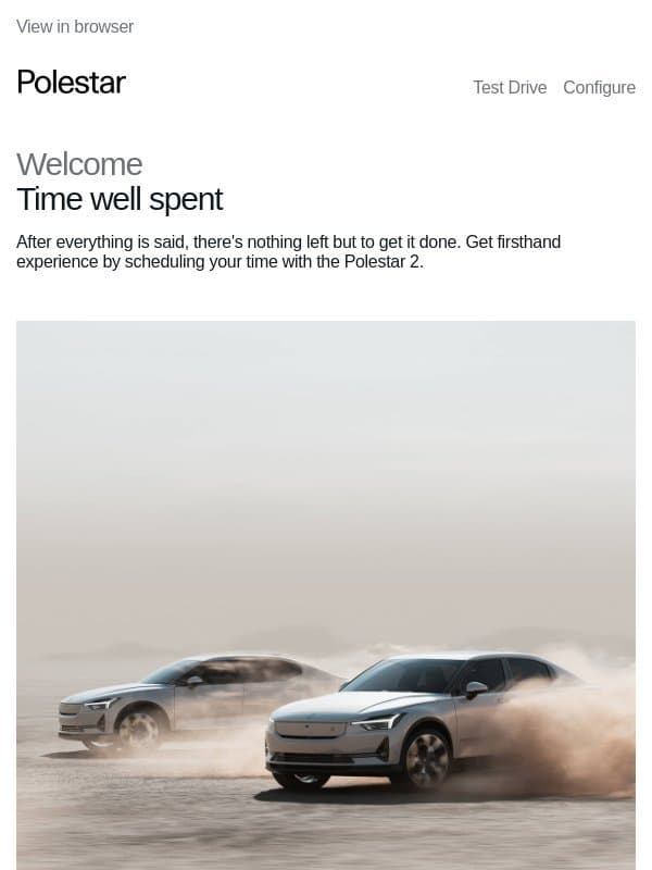 The Polestar experience email from Polestar