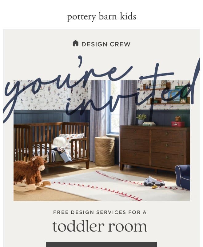You're invited 💌 FREE DESIGN SERVICES 🤩 email from Pottery Barn