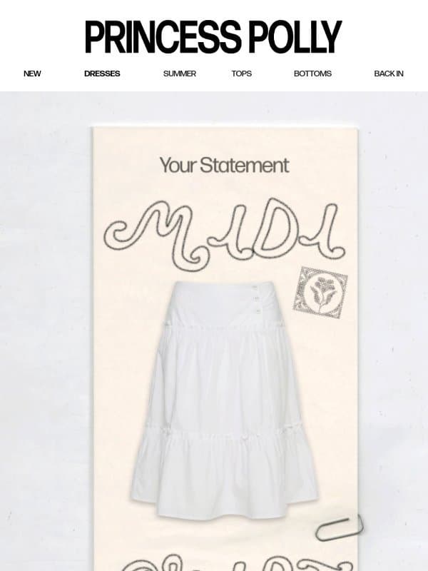 Cool girl midi skirts for you 💛 email from Princess Polly
