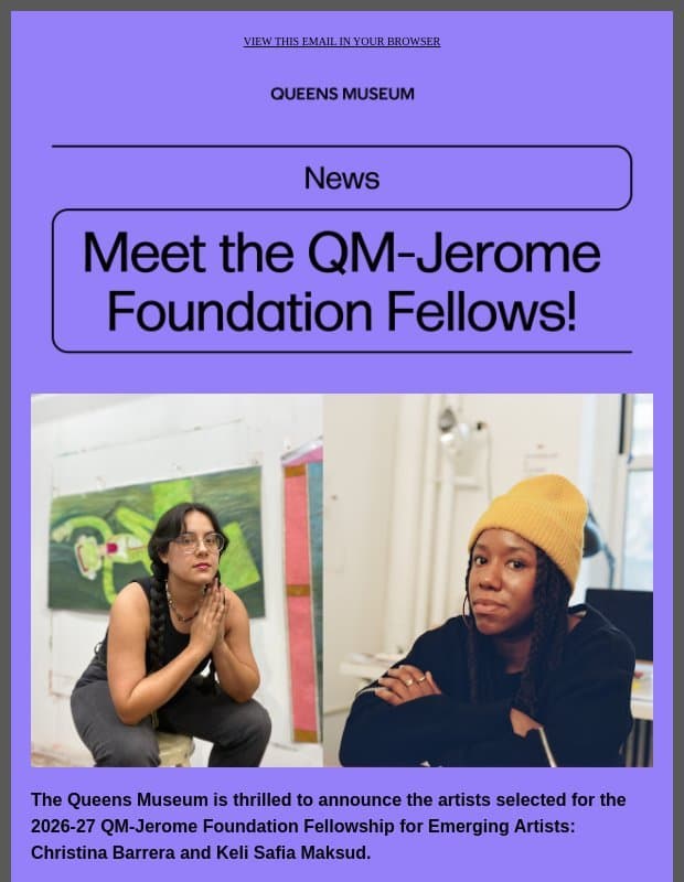 🌠 Announcing the 2026-27 QM-Jerome Foundation Fellows email from Queens Museum