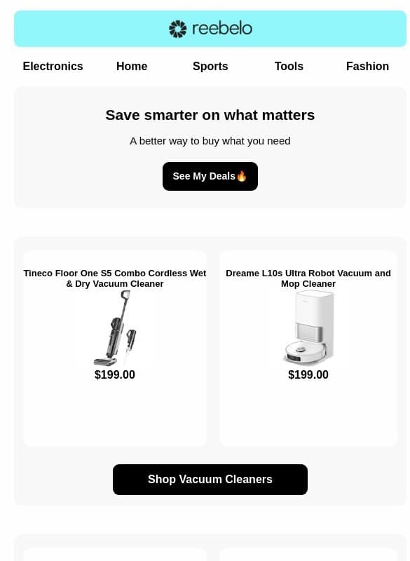 We have upgrades for you email from Reebelo