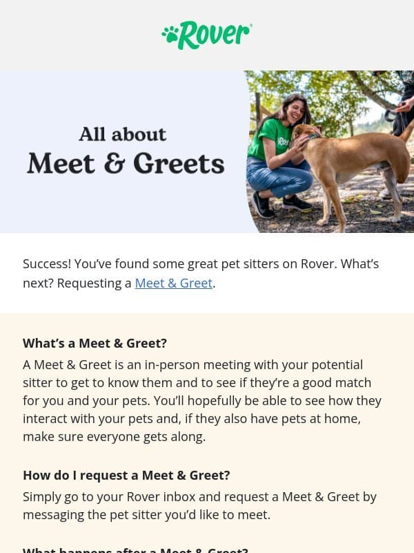 Everything you need to know about Meet & Greets email from Rover