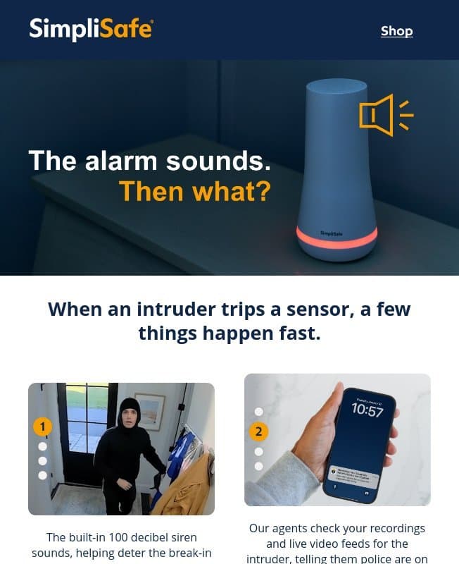 4 things that happen when the alarm sounds email from SimpliSafe