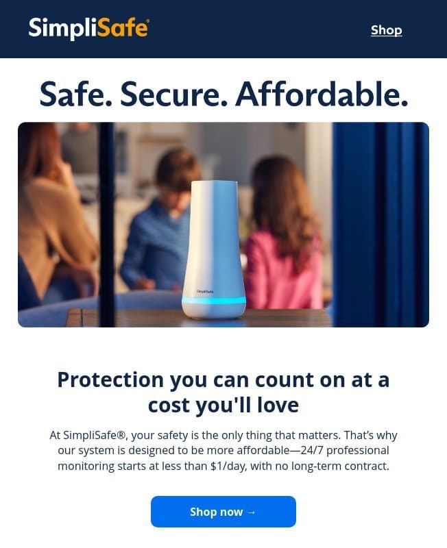 Whole home protection at a cost you’ll love email from SimpliSafe