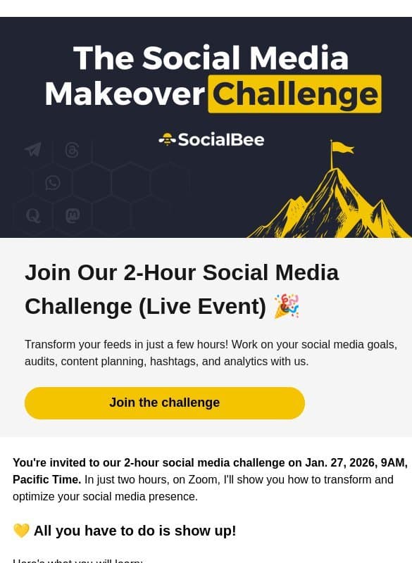 let's audit your social media profiles email from SocialBee