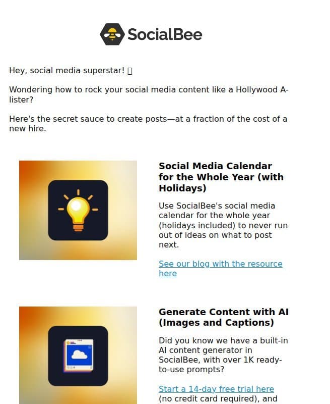 here's your next social media post email from SocialBee