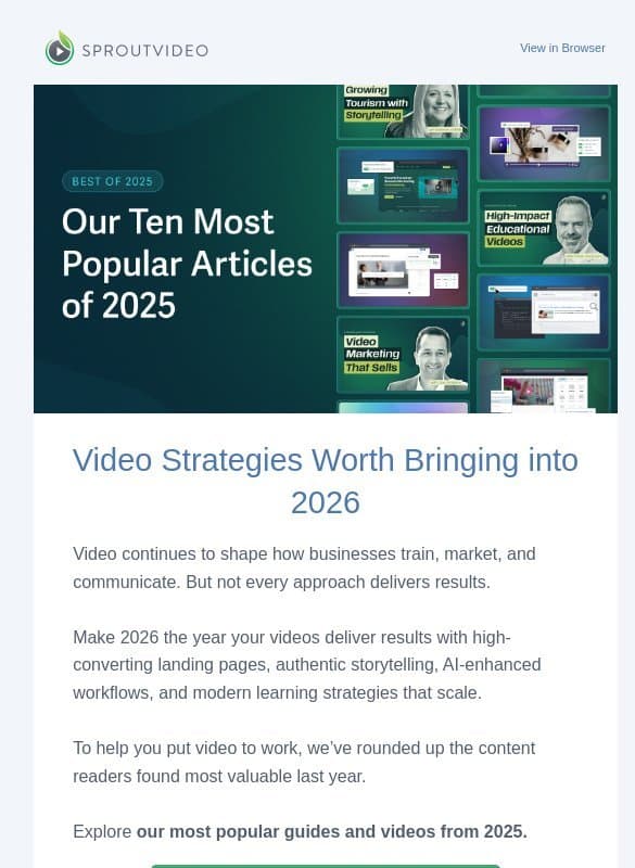 π― 10 Ways to Use Video This Year email from SproutVideo