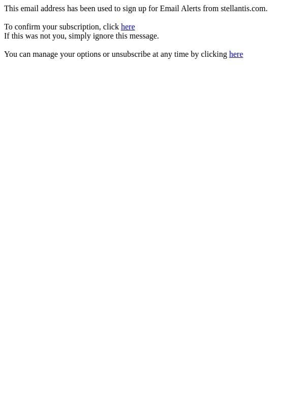 Stellantis.com Email Alert - Sign Up email from Stellantis