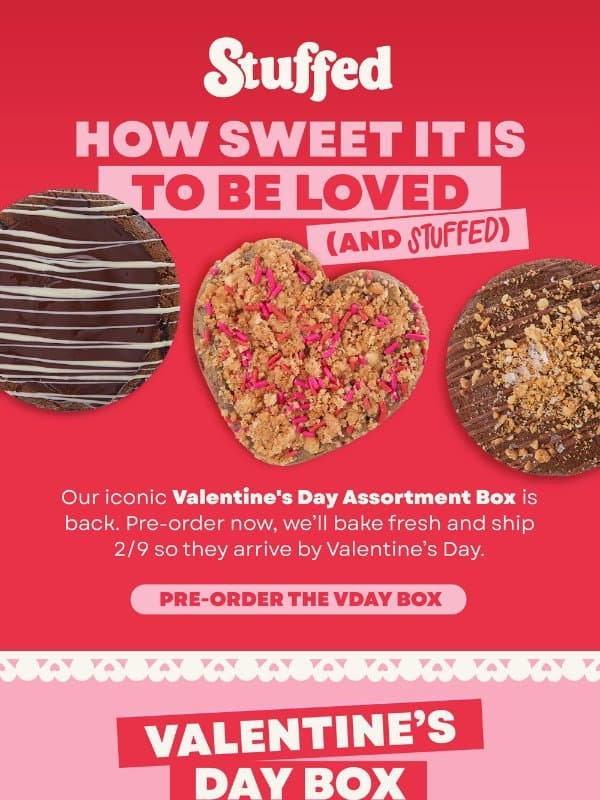 Our Most ICONIC Assortment Box is Back 😘 email from Stuffed Cookies