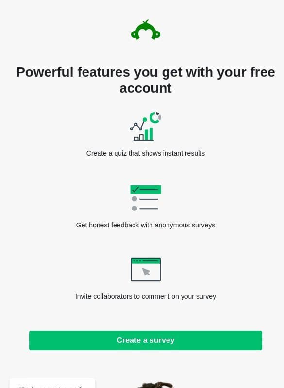 Have you tried these 3 free features yet? email from SurveyMonkey