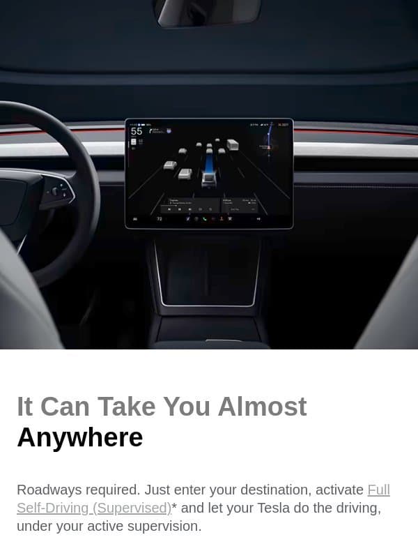 Meet Full Self-Driving (Supervised) email from Tesla Energy