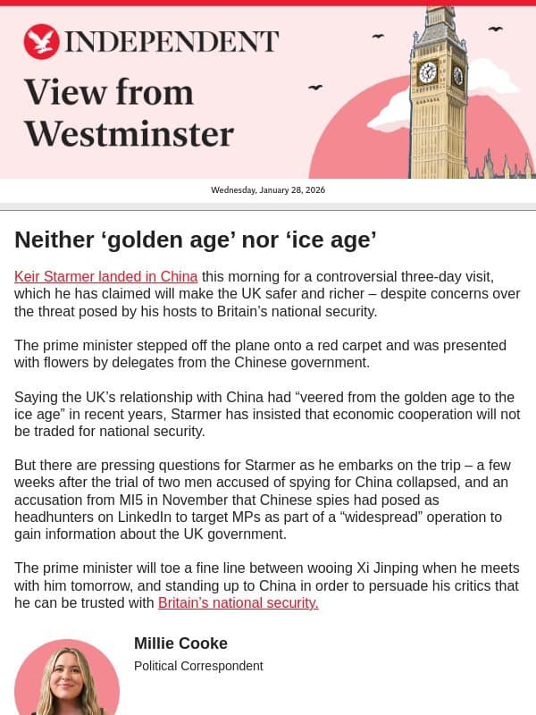 Neither ‘golden age’ nor ‘ice age’ email from The Independent