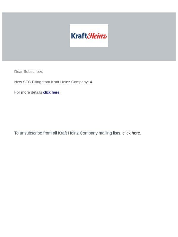 Kraft Heinz Company: SEC Filing email from The Kraft Heinz Company