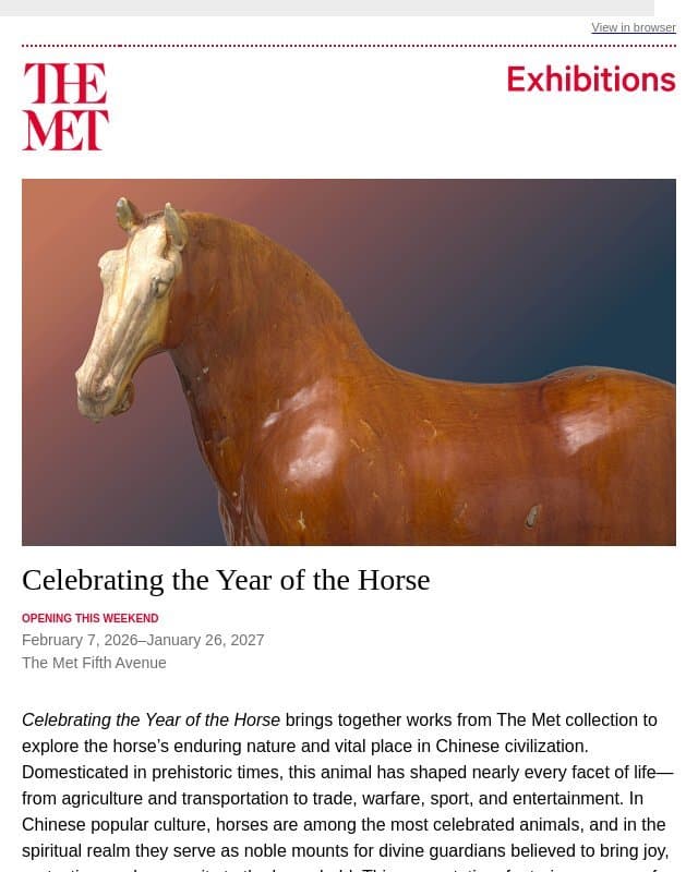 What's On at The Met email from The Metropolitan Museum of Art