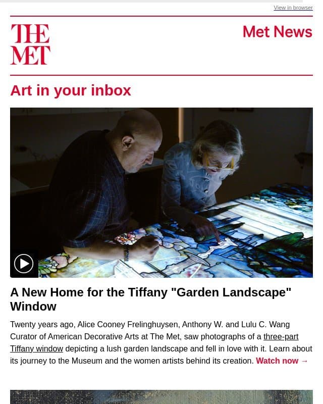 Art in your inbox email from The Metropolitan Museum of Art