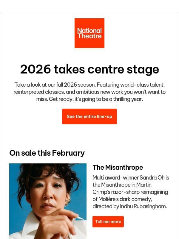 Our full 2026 season π email from The National Theatre