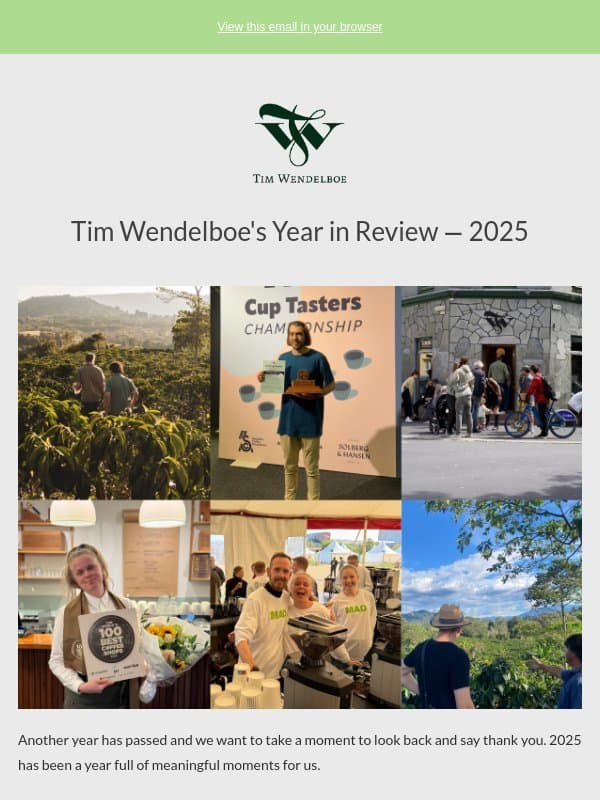 A Look Back at 2025 email from Tim Wendelboe