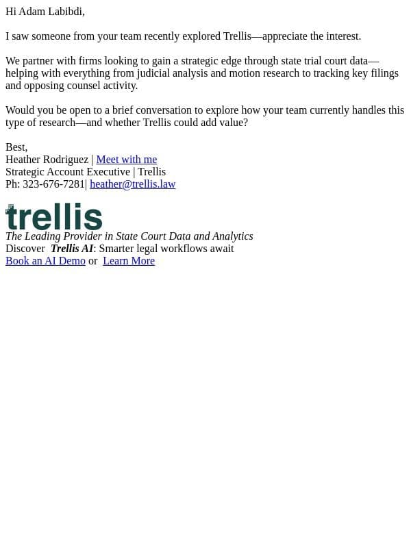 Spotted interest in Trellis—worth a quick conversation? email from Trellis