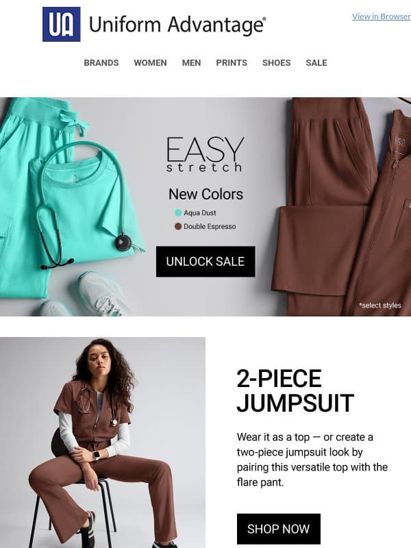 Vibe Check: Are you feeling Aqua or Espresso today? email from Uniform Advantage