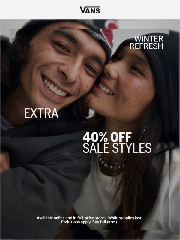 Your Winter Refresh is here email from Vans