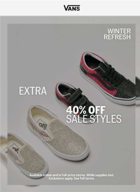 Big deals for the little ones email from Vans