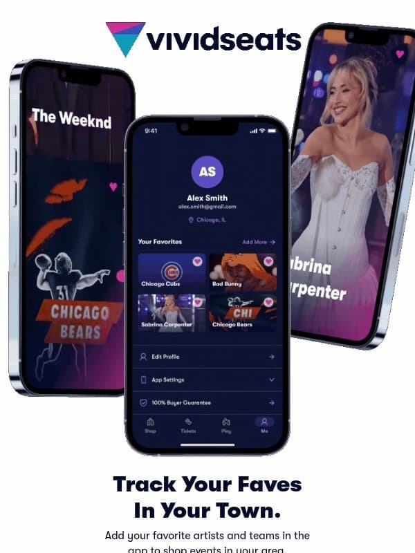 Your Faves at Your Fingertips ❤️📱 email from Vivid Seats