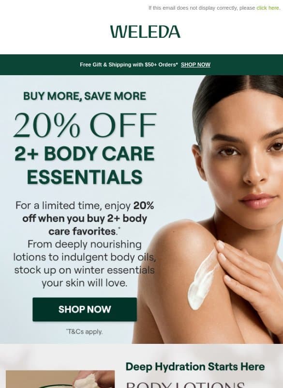 Still Thinking It Over? Take 20% Off Body Care email from Weleda