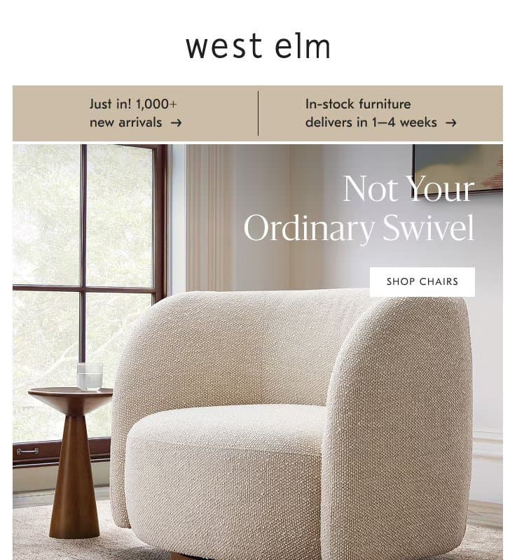 You've never seen swivel chairs like these email from West Elm