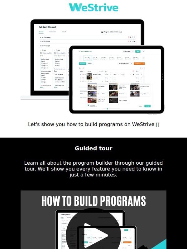 ๐ Our brand new program builder email from WeStrive