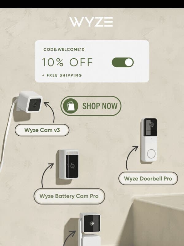 3 Hours Left for 10% Off! email from Wyze