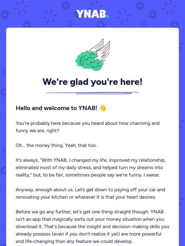 Welcome to YNAB! 🎉 email from YNAB
