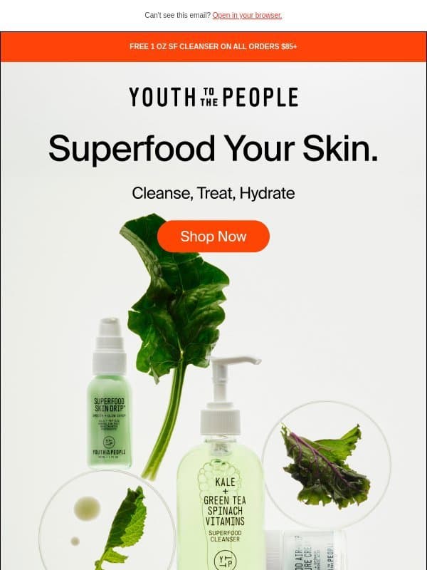 Feed your skin its daily greens 🥬 email from Youth to the People